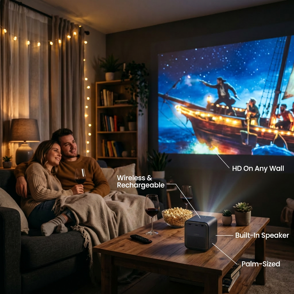 Wireless Mini Projector in use