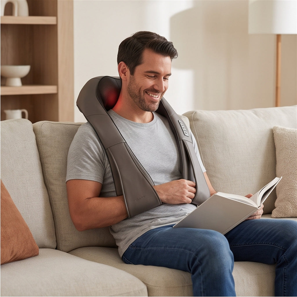 Neck Massager - Shiatsu Shoulder Kneading with Heat in use — VitalHealing