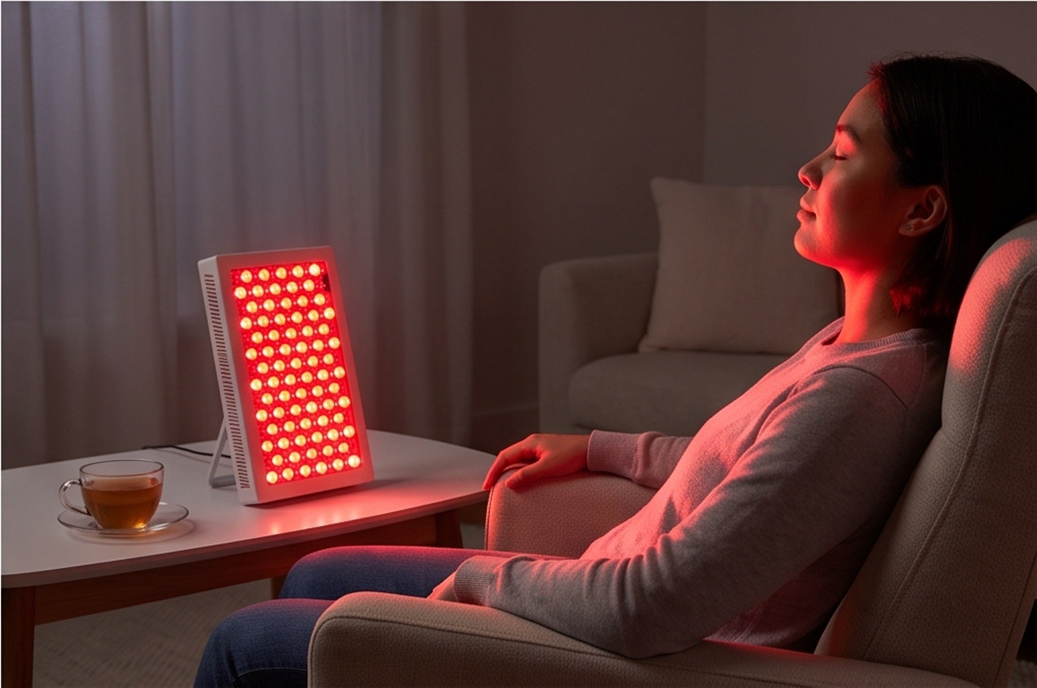 Red Light Therapy Panel - 660nm + 850nm Desktop in use — VitalHealing