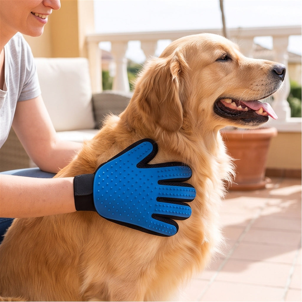 Pet Grooming Glove 2-Pack - Cat & Dog Deshedding Brush in use — VitalHealing
