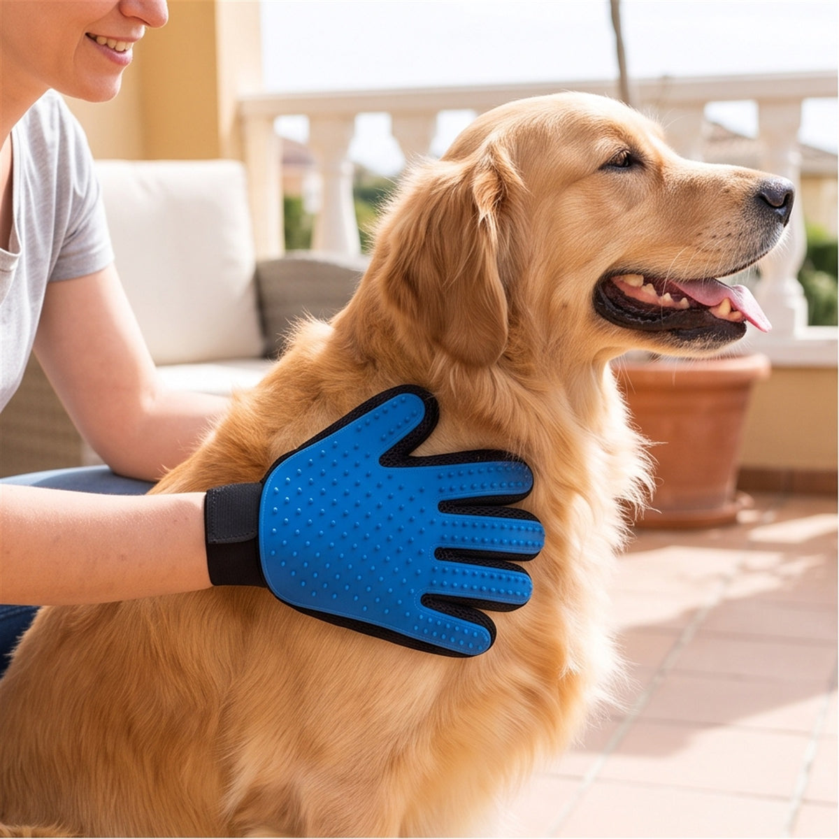 Pet Grooming Glove 2-Pack - Cat & Dog Deshedding Brush in use — VitalHealing