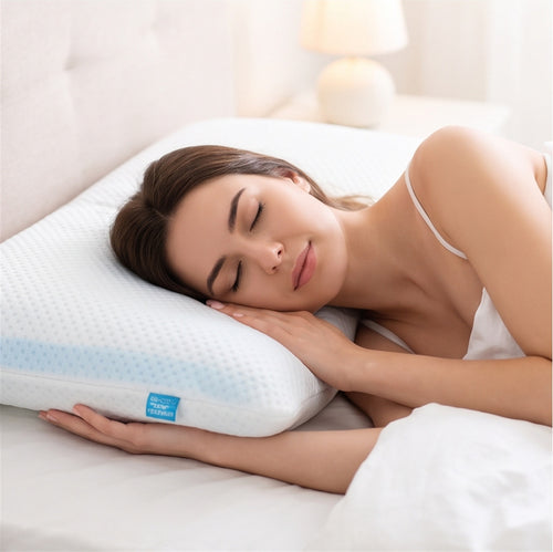 Cooling Pillow - Gel Memory Foam for Hot Sleepers in use — VitalHealing
