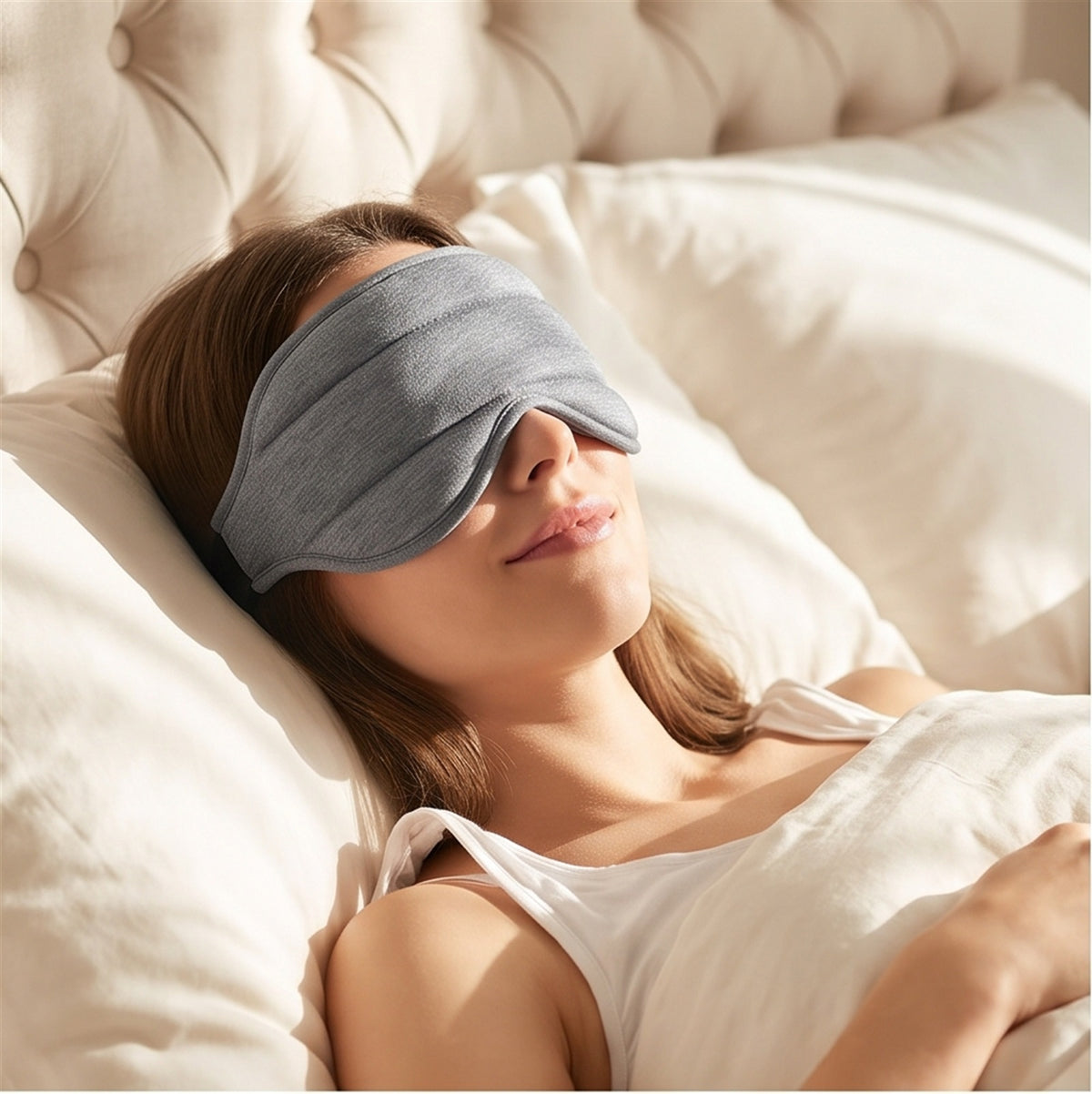 Sleep Mask Weighted - Blackout Eye Mask for Side Sleepers in use — VitalHealing