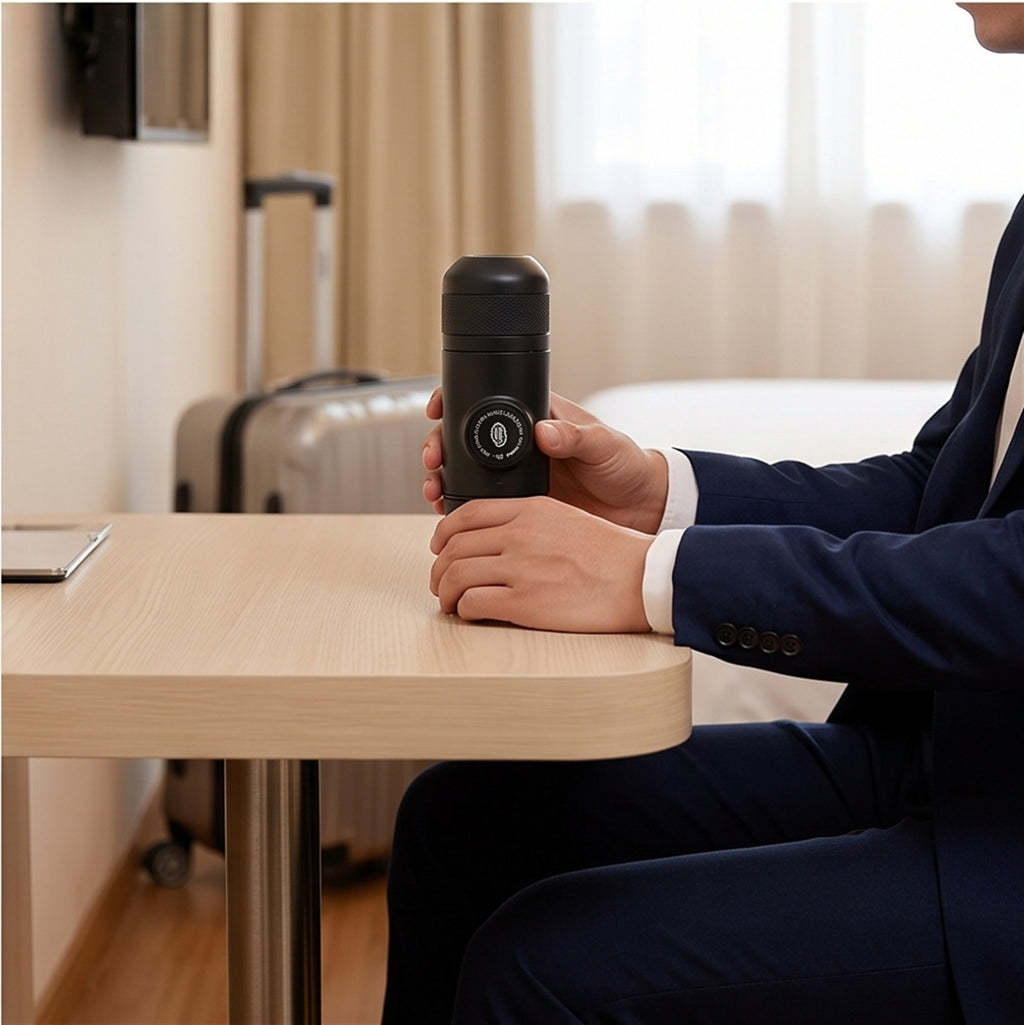 Portable Espresso Maker - Manual Hand Pump Travel Machine in use — VitalHealing