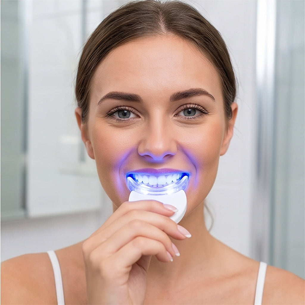 Teeth Whitening Kit - LED Light with Whitening Strips in use — VitalHealing