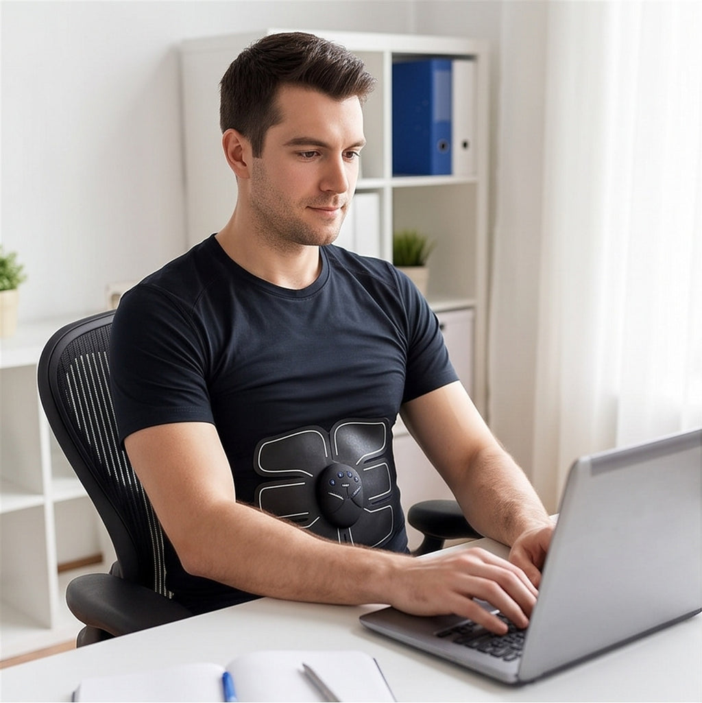 EMS Abs Trainer - Wireless Ab Toning Belt Stimulator in use — VitalHealing