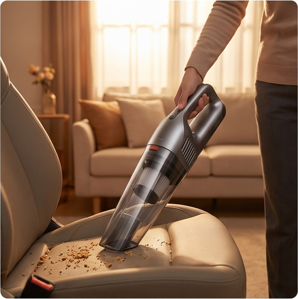 Handheld Vacuum Cordless - Car & Home Wet Dry Vacuum in use — VitalHealing