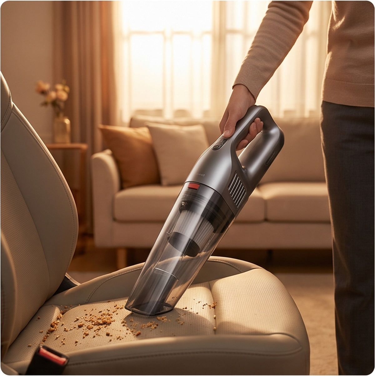 Handheld Vacuum Cordless - Car & Home Wet Dry Vacuum in use — VitalHealing